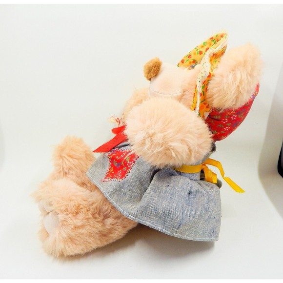 Cuddlin Country Bears Dixie Marchon 1985 Plush Teddy Bear Patchwork Dress 10" - Picture 2 of 9